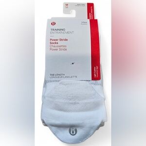 Lululemon Women's Medium 3 Pack Training Power Stride Socks In White. New